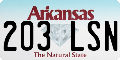 AR license plate 203LSN