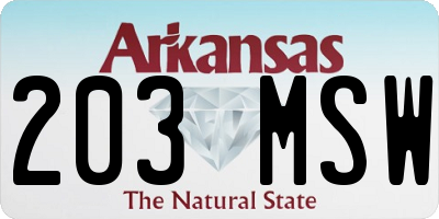 AR license plate 203MSW