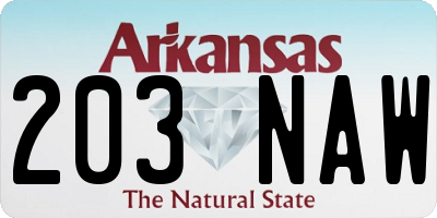 AR license plate 203NAW