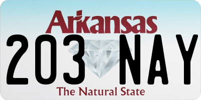 AR license plate 203NAY