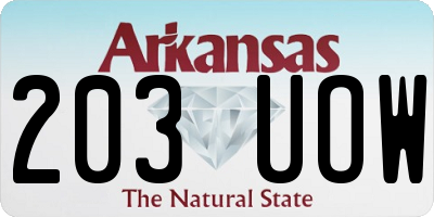 AR license plate 203UOW