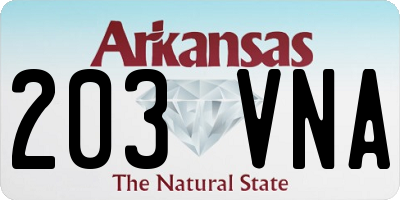 AR license plate 203VNA
