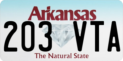 AR license plate 203VTA