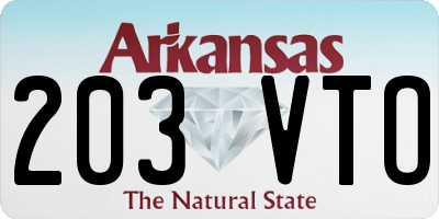 AR license plate 203VTO