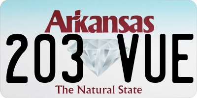 AR license plate 203VUE