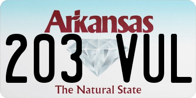 AR license plate 203VUL
