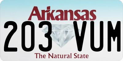 AR license plate 203VUM