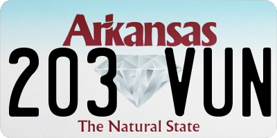 AR license plate 203VUN