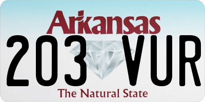 AR license plate 203VUR