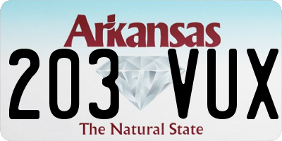 AR license plate 203VUX