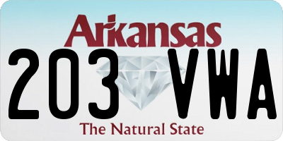 AR license plate 203VWA