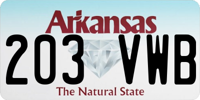 AR license plate 203VWB