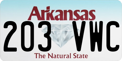 AR license plate 203VWC