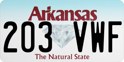 AR license plate 203VWF