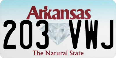 AR license plate 203VWJ