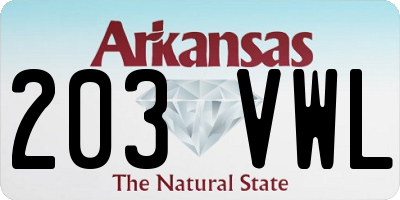 AR license plate 203VWL