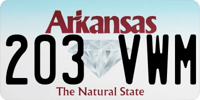 AR license plate 203VWM