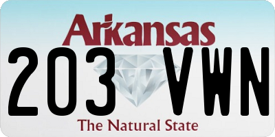 AR license plate 203VWN