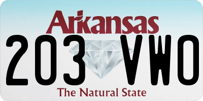 AR license plate 203VWO