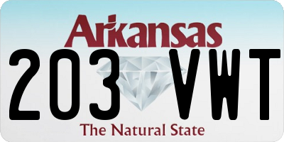 AR license plate 203VWT