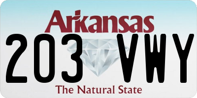 AR license plate 203VWY