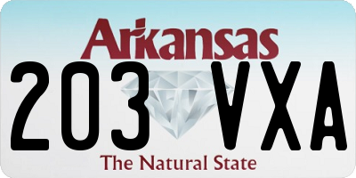 AR license plate 203VXA