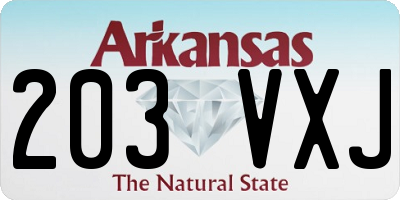 AR license plate 203VXJ