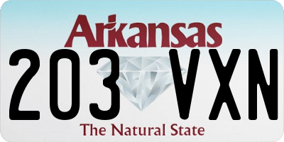 AR license plate 203VXN