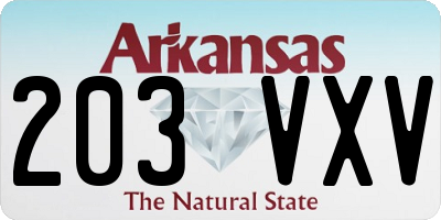 AR license plate 203VXV