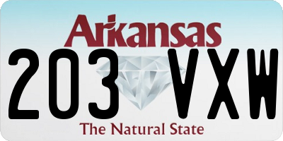 AR license plate 203VXW