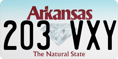 AR license plate 203VXY
