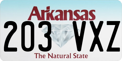 AR license plate 203VXZ