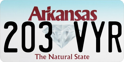 AR license plate 203VYR