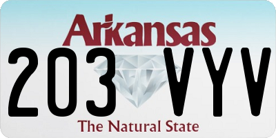 AR license plate 203VYV