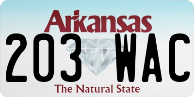 AR license plate 203WAC
