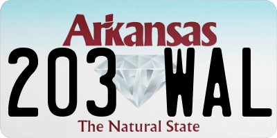AR license plate 203WAL