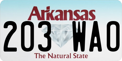 AR license plate 203WAO