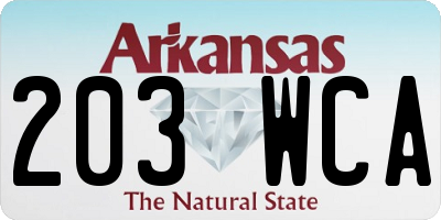 AR license plate 203WCA