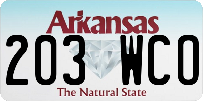 AR license plate 203WCO