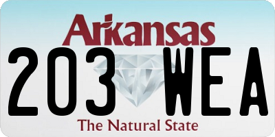 AR license plate 203WEA