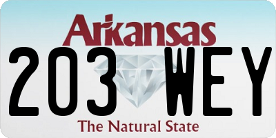 AR license plate 203WEY