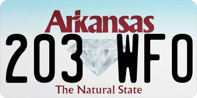 AR license plate 203WFO