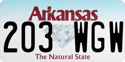 AR license plate 203WGW