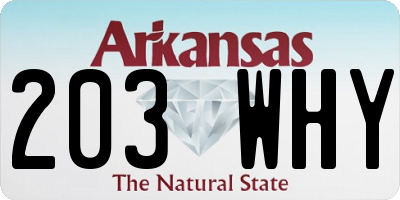 AR license plate 203WHY