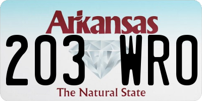 AR license plate 203WRO