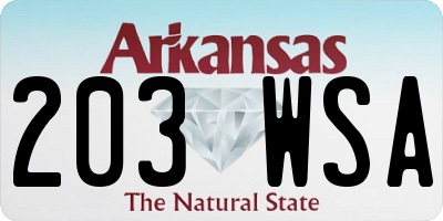 AR license plate 203WSA