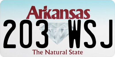 AR license plate 203WSJ