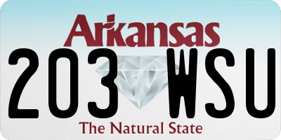 AR license plate 203WSU