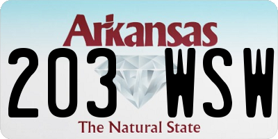 AR license plate 203WSW