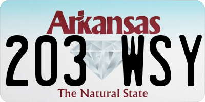AR license plate 203WSY